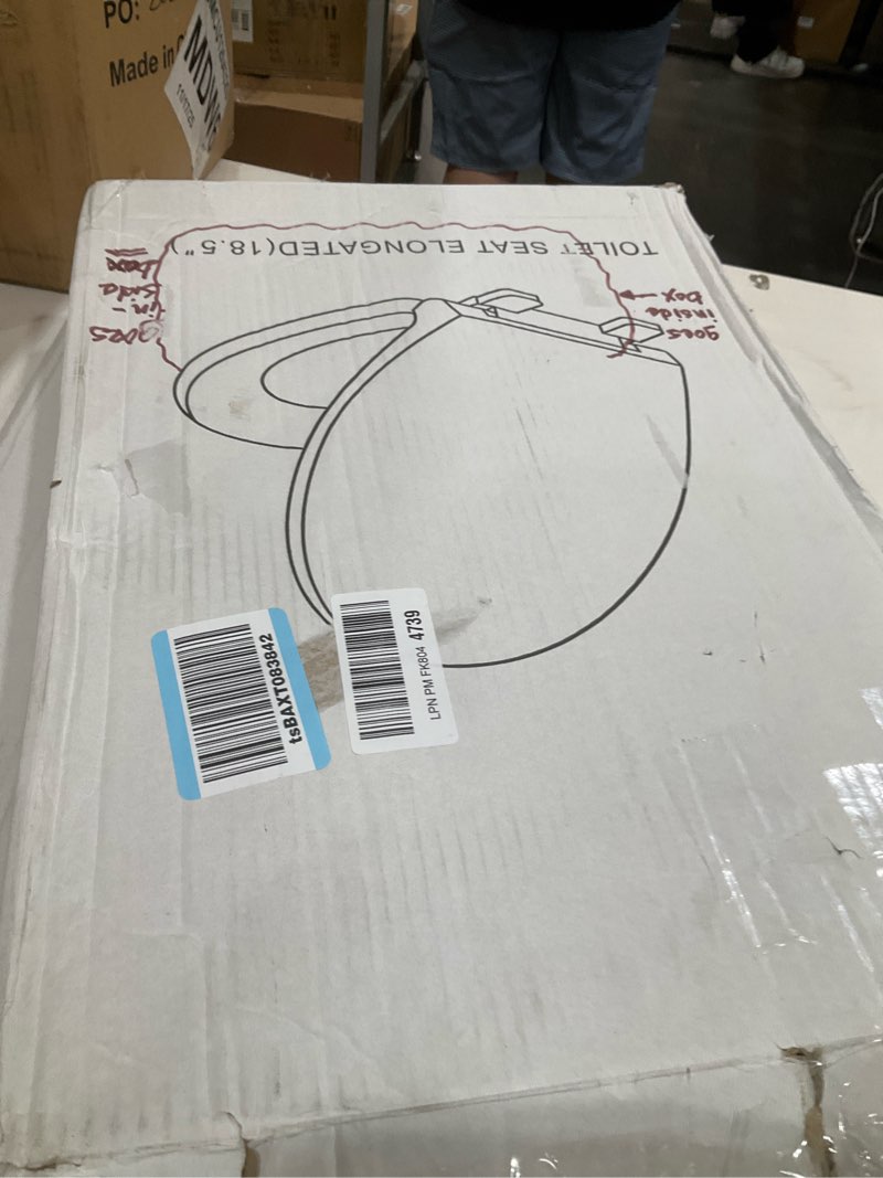 Condition photo showing Good Condition for Elongated Toilet Seat, 18.5” Soft/Slow Close Oval (Oblong) Toilet Seat for Elongated Toilets, No-Slam Quiet-Close Lid, Easy-to-Install & Clean, Durable Never-Loosen White Plastic Seat White Elongated(Oval)