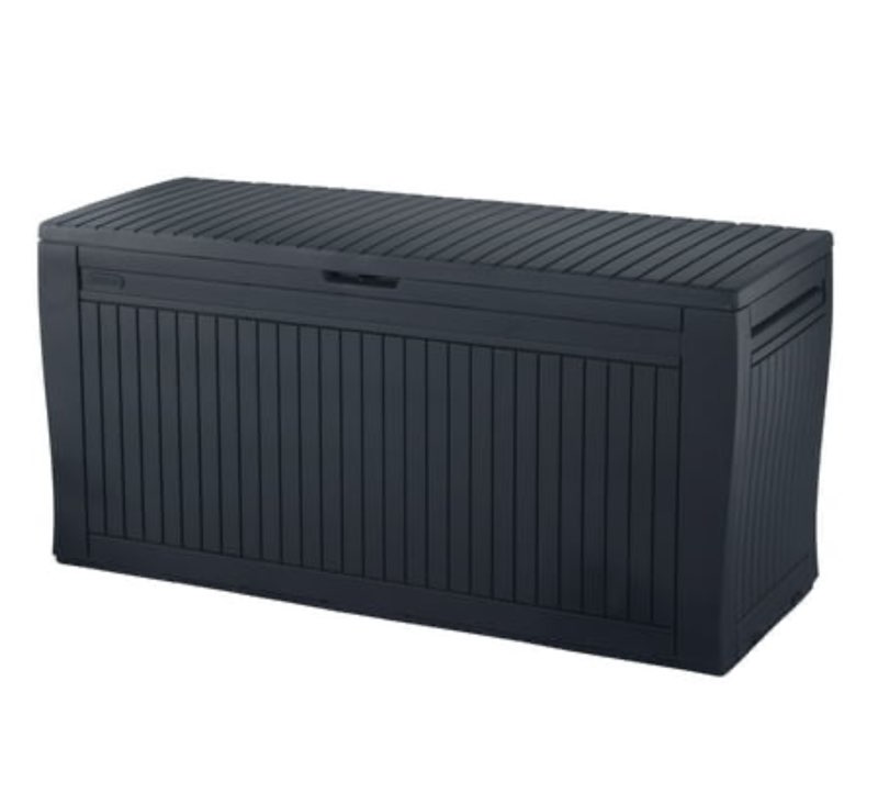 Keter Comfy Outdoor Storage 71 Gallon Resin Deck Box  Anthracite Gray