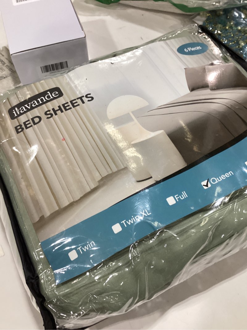 Condition photo showing As Is for ILAVANDE Queen Sheets Set 6 Piece,Hotel Luxury Super Soft 1800 Series Microfiber Queen Bed Sheets Set-Wrinkle Free & Breathable-14 Deep Pocket Sheets for Queen Size Bed(Queen,Sage Green) Sage Green Queen(6pc)