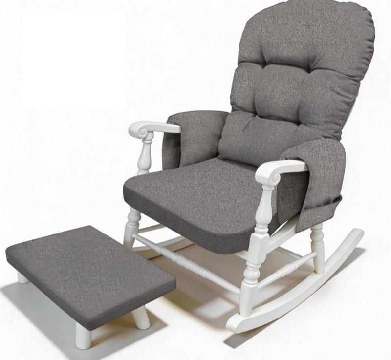 crauru glider rocker replacement cushion set with storage pockets breathable fine linen fabric & hig