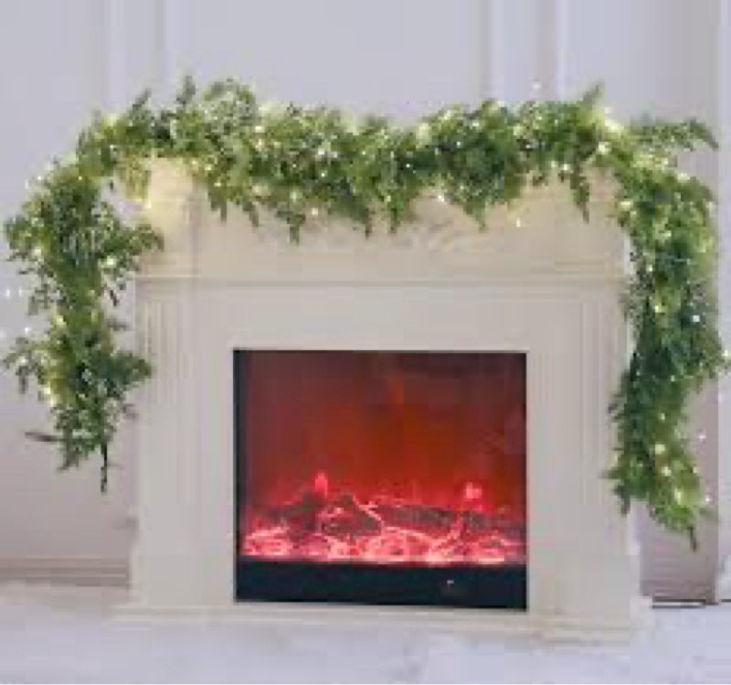 MISSPIN Christmas Garland with Lights, Real Touch Winter Pine Garland, Green Artificial Greenery Gar