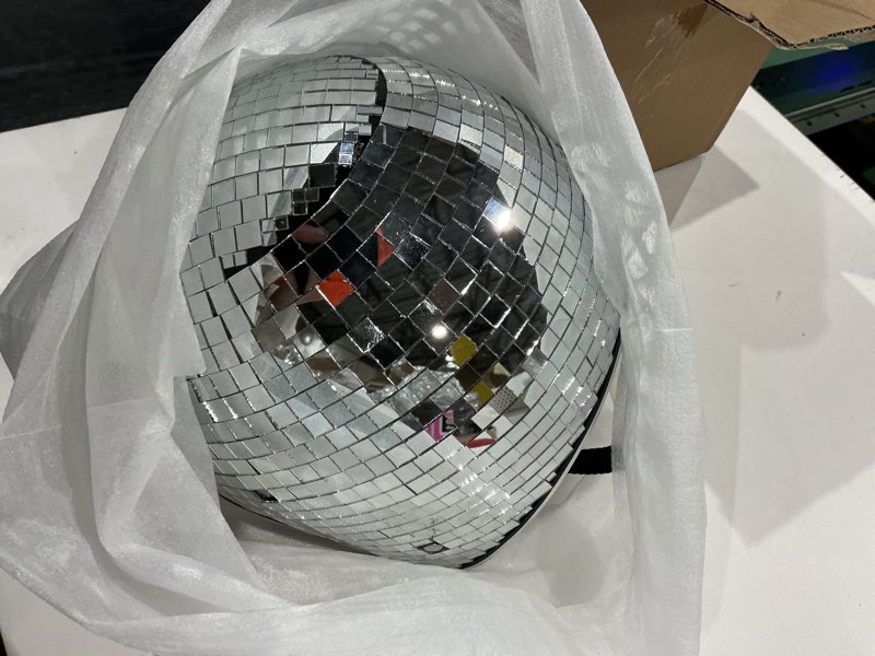 Condition photo showing Good Condition for disco helmet with retractable visor glitter mirror glass punk costume hat for bar dj club party