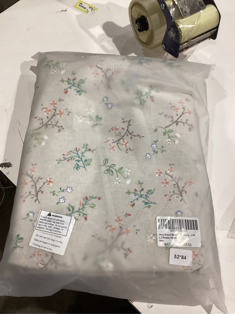 Condition photo showing New/Like New for Deep Dream Grommet Semi-Sheer Boho Curtains 84 Inch Length 2 Panels for Living Room, Linen Blend Tassels Farmhouse Curtains with Embroidery for Bedroom (52" W x 84" L, 2 Panels, Floral) Floral 52"W x 84"L (Pack of 2)