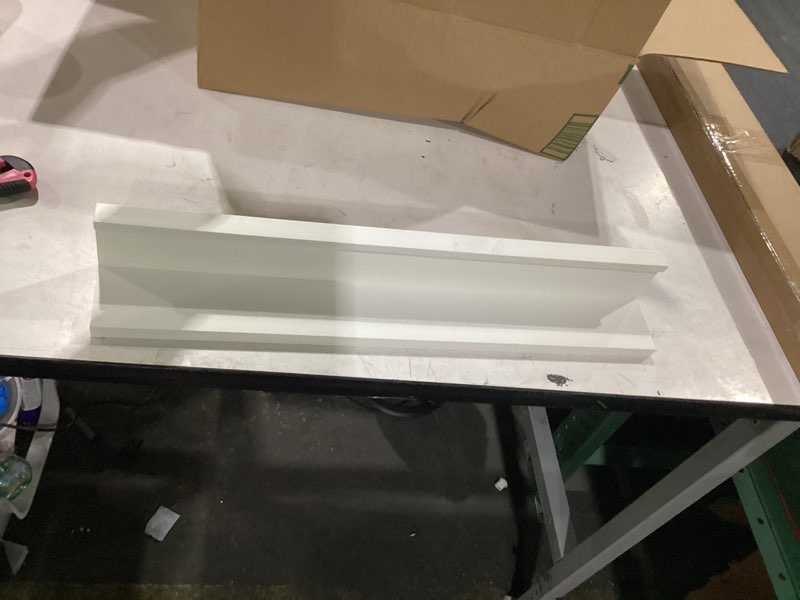 Condition photo showing Good Condition for command picture ledge, 21\\\" damage free hanging floating shelf with adhesive strips, slate, no tools picture hanger for displaying decorations and photographs, 1 ledge (white)
