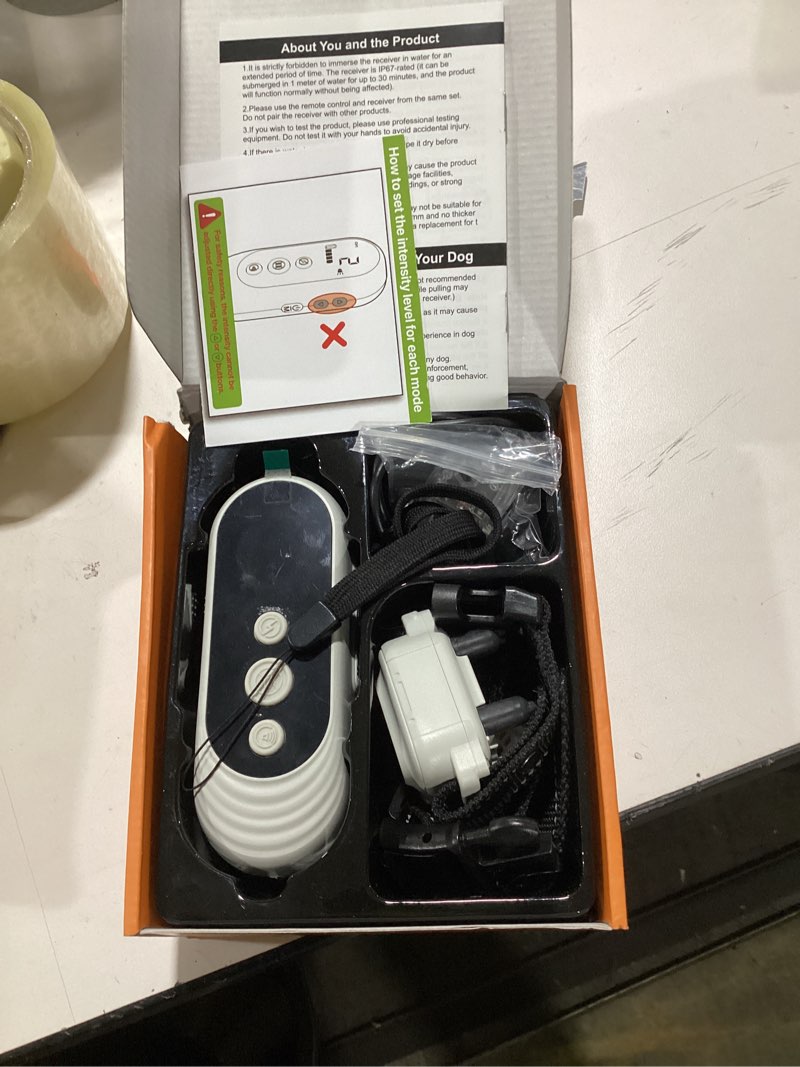 Condition photo showing Good Condition for Dog Shock Collar, 3300ft Dog Training Collar with Remote, IPX7 Waterproof Rechargeable Sleek Modern Shock Collar for Small, Medium, Large Dogs with Beep, Vibration, Safety Shock, Light Mode, 8-120 lbs 1 Pack