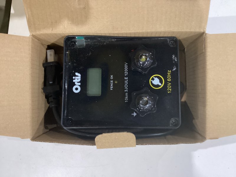 Condition photo showing As Is for Electric Fence Energizer with LCD Display, Ortis 12,000V 3 Joules Electric Fence Charger, 6.2 Mile Range, Safe & Effective Animal Control for Livestock, Garden & Pasture Protection