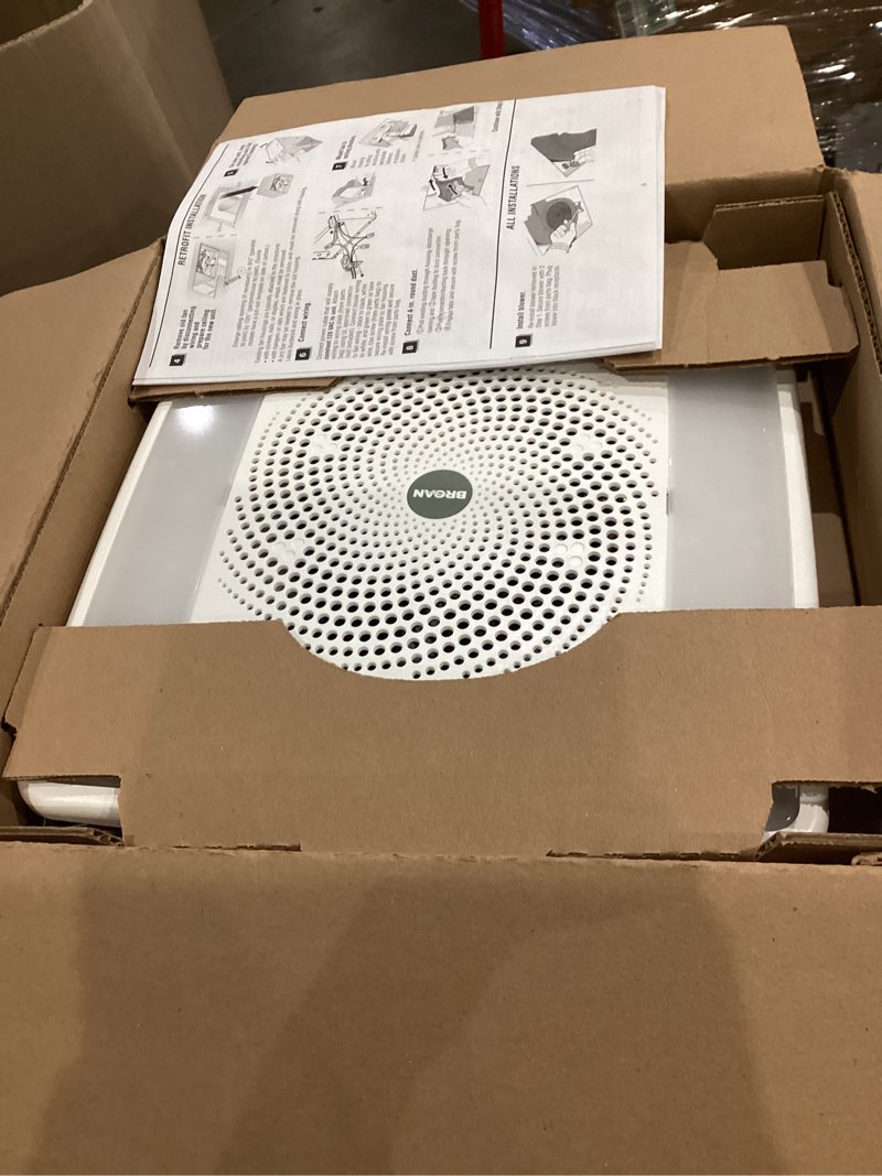 Condition photo showing Good Condition for broan-nutone chromacomfort 110 cfm 1.5 sones ventilation fan with bluetooth speaker
