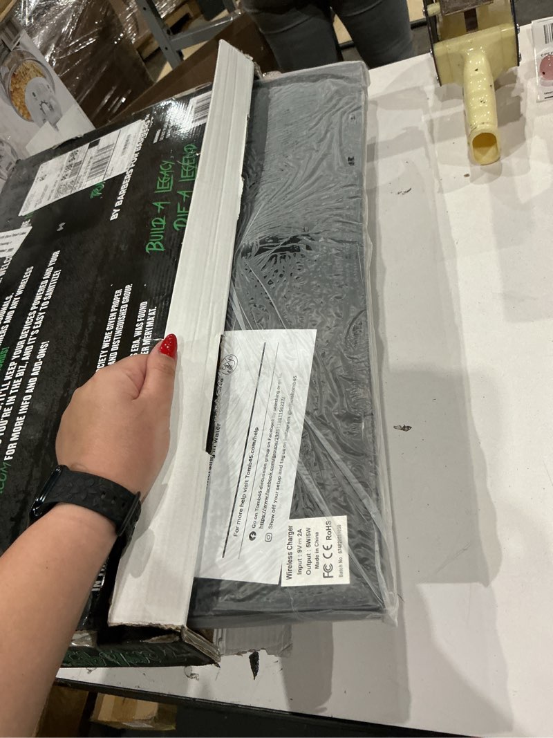 Condition photo showing Good Condition for powered mat by tomb45, organizing mat with wireless charging capability, fast wireless charging for phone, airpods, powerclips attached to clippers and trimmers, and beamteam xl cordless airbrush