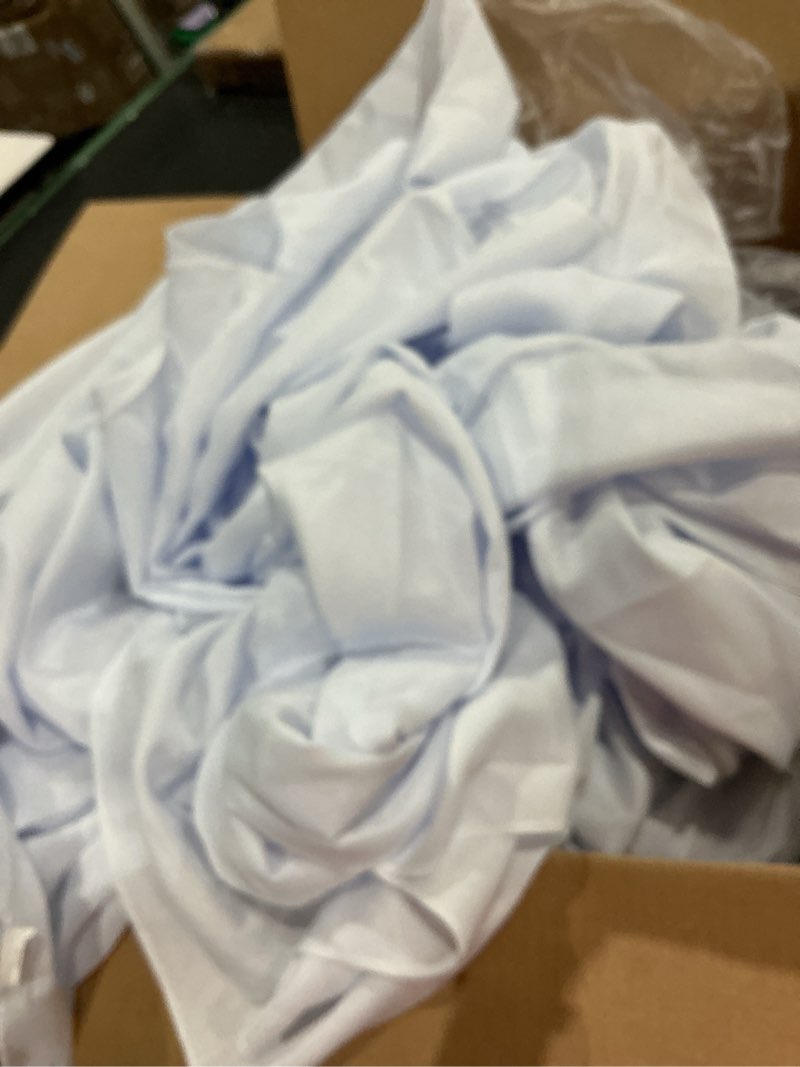 Condition photo showing As Is for (used)luccido 6 pack round tablecloth 132 inches white table cloth stain and wrinkle resistant washable polyester fabric table cover for party, wedding and banquet decoration