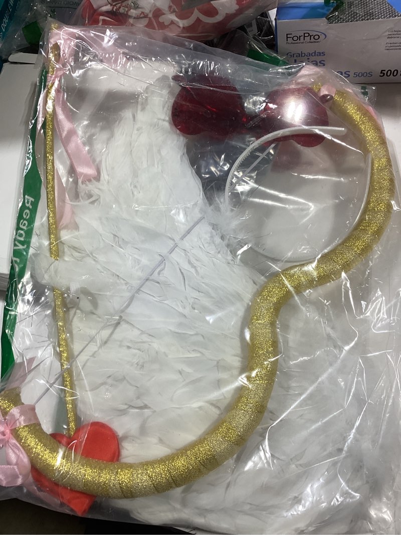 Condition photo showing Good Condition for Coume Cupid Costume Accessories Set for Kids Valentines Props Angel Outfits Bow Arrow Wings Headwear Sunglasses for 4-12 Halloween