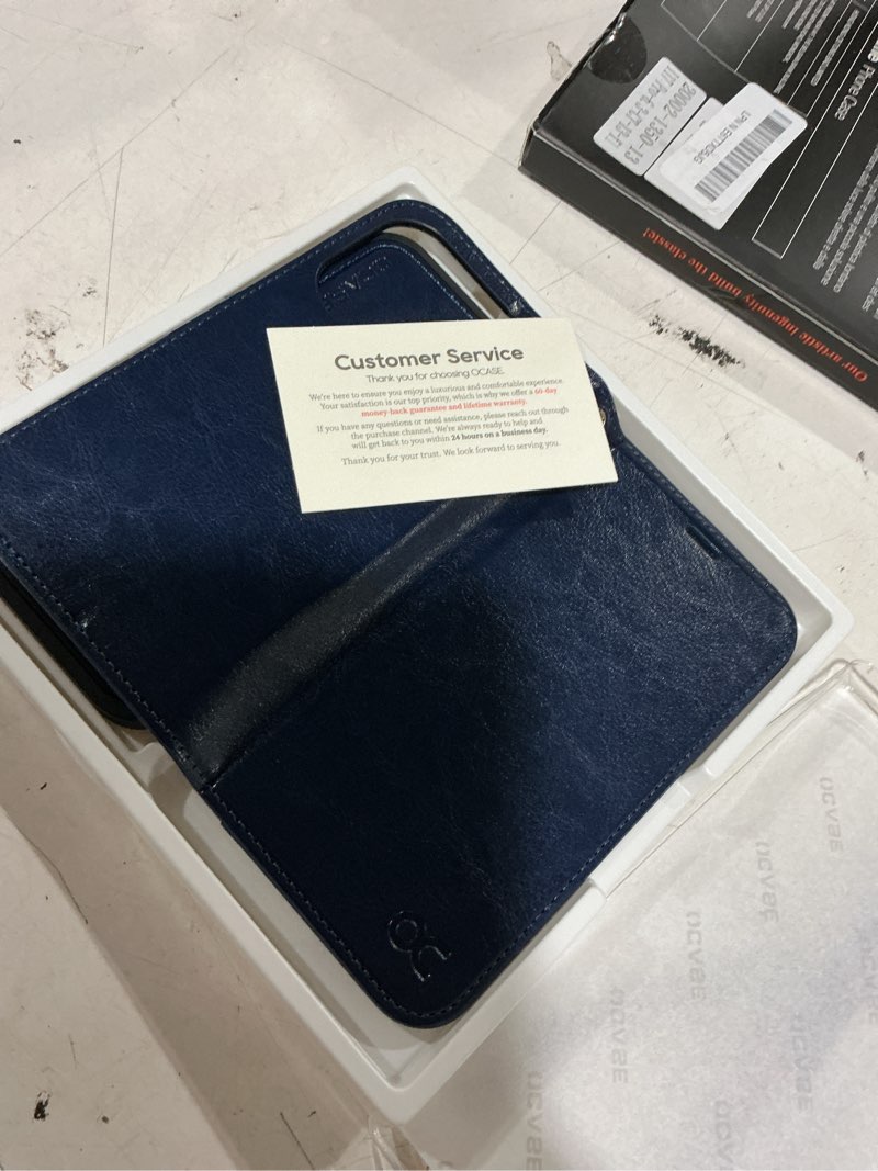 Condition photo showing New/Like New for ocase for iphone 17 pro detachable wallet case with card holder, 2 in 1 pu leather flip folio with rfid blocking stand wrist strap shockproof phone cover 6.3 inch 2025, blue blue iphone 17 pro