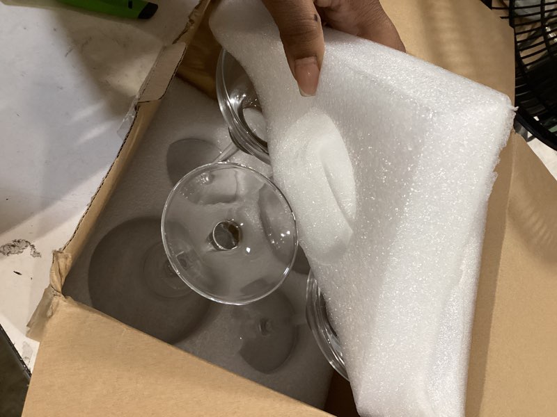 Condition photo showing Good Condition for margarita glasses set of 4 - 10 fl oz / 300 ml martini glasses, premium pure clear cocktail glasses for margarita, daiquiri, paloma - ideal for salted or sugared rim cocktails, housewarming gift