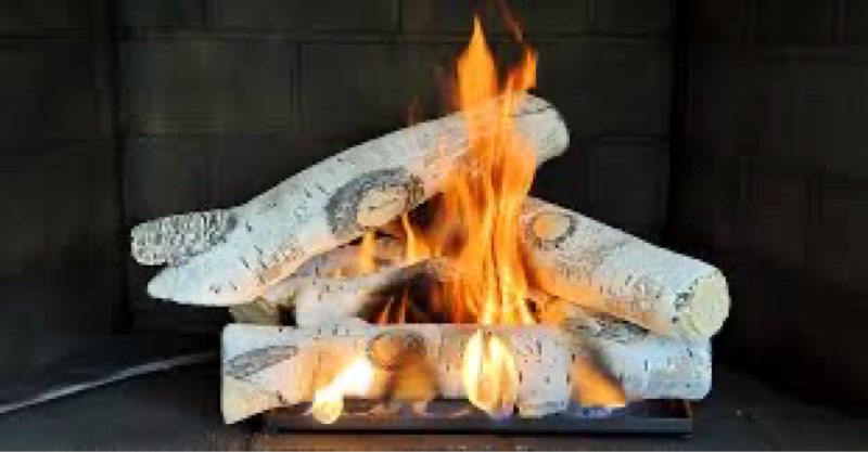 26.8" Large Gas Fireplace Logs Set Ceramic White Birch Log for Gas Fireplace, Outdoor Firebowl, Elec