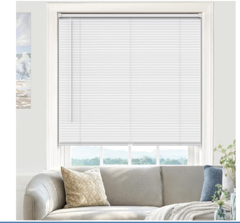 UNISHADES 100% Privacy L-Shaped Blades Mini Blinds for Indoor Windows 1" Vinyl Cordless Window Blind