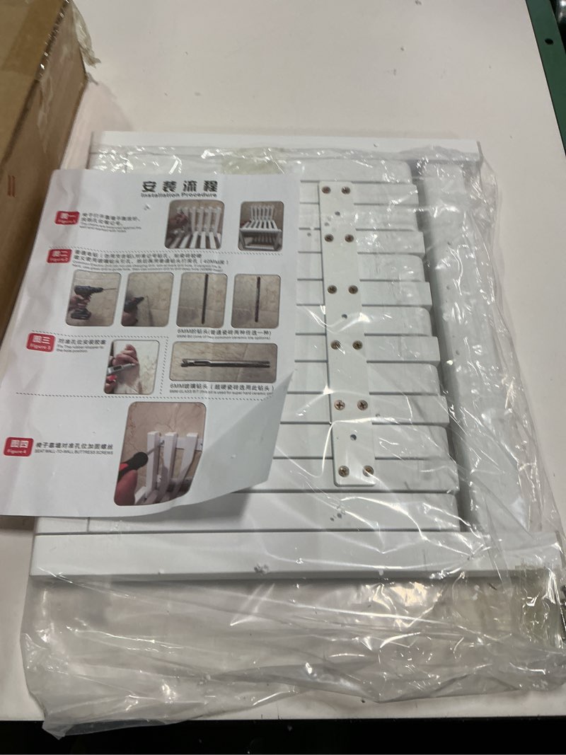 Condition photo showing New/Like New for Kelendle Folding Chair Wall-Mounted Invisible Shoe-Changing Stool Made of Solid Wood Wall Seat Folding with Support Legs Saving Space Suitable for Various Occasions White