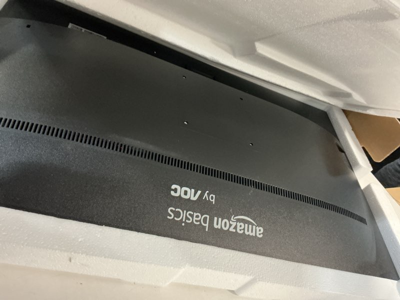 Condition photo showing As Is for Amazon Basics IPS Monitor 75 Hz Powered with AOC Technology FHD 1080P HDMI, Display Port and VGA Input VESA Compatible Built-in Speakers for Office and Home, 27 in, Black