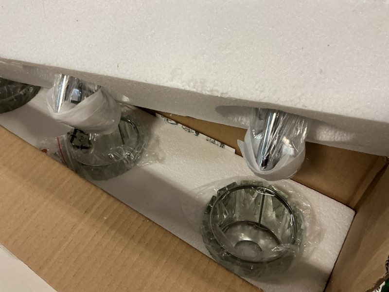 Condition photo showing Good Condition for VOLISUN Crystal Vanity Lights - 3 Light Modern Stainless Steel Bathroom Light Over Mirror, Chrome Finish - UL Certificated (Exclude Bulb) Chrome 3 Light
