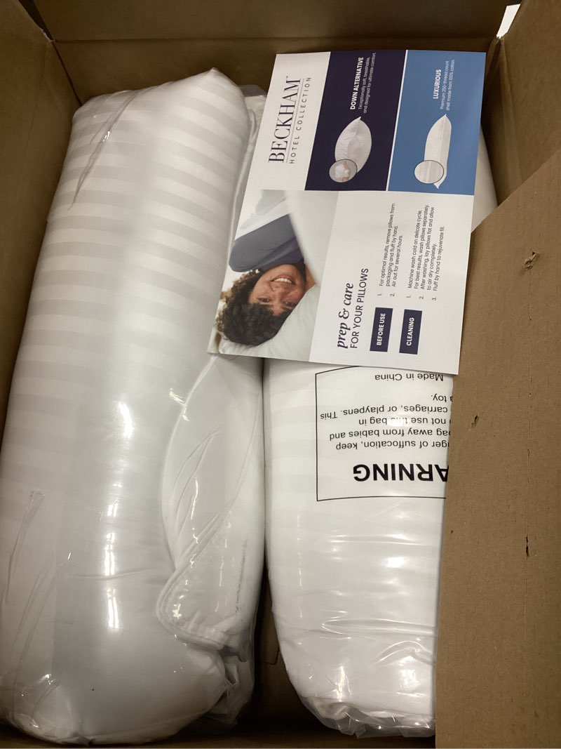 Condition photo showing New/Like New for beckham hotel collection bed pillows standard/queen size set of 2 - original soft down alternative pillow for sleeping - soft support for back, stomach or side sleepers queen / standard white