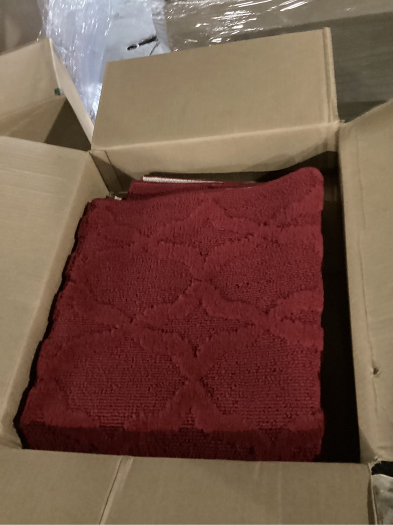 Condition photo showing Good Condition for garland rug sparta non slip polypropylene 3 ft. x 5 ft. chili pepper red area rug- ideal for living rooms & hallways, stylish & durable for high-traffic areas chili pepper red 3' x 5' (rectangular)