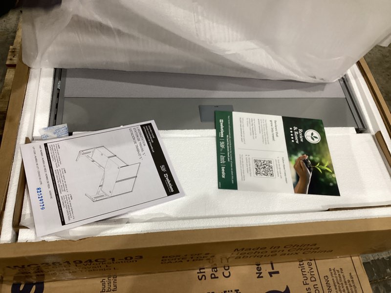 Office in an Hour 65W L Shaped Cubicle Desk in Pure White - Engineered Wood