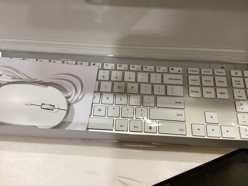 Condition photo showing Good Condition for wireless keyboard and mouse, vssoplor 2.4ghz rechargeable compact quiet full-size keyboard and mouse combo with nano usb receiver for windows, laptop, pc, notebook-white silver