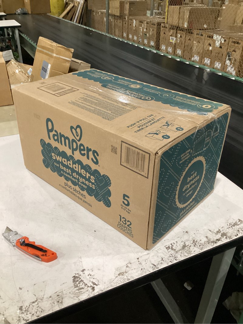 Condition photo showing New/Like New for pampers swaddlers diapers, size 5 (20-37 lbs), 132 count, absorbent, keeps baby dry and comfortable, skin safe disposable baby diaper (packaging may vary) size 5 132