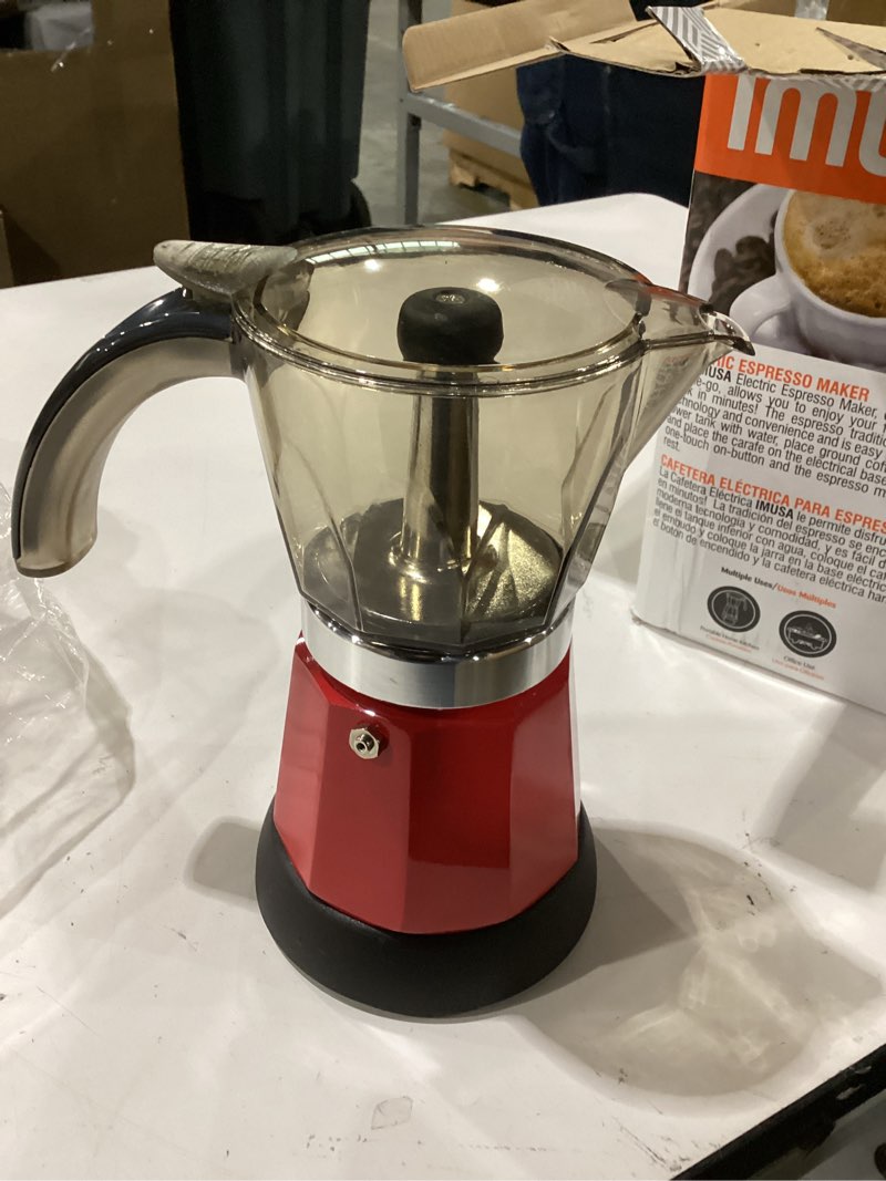 Condition photo showing As Is for Imusa 6 or 3cup Electric Espresso Maker, Red