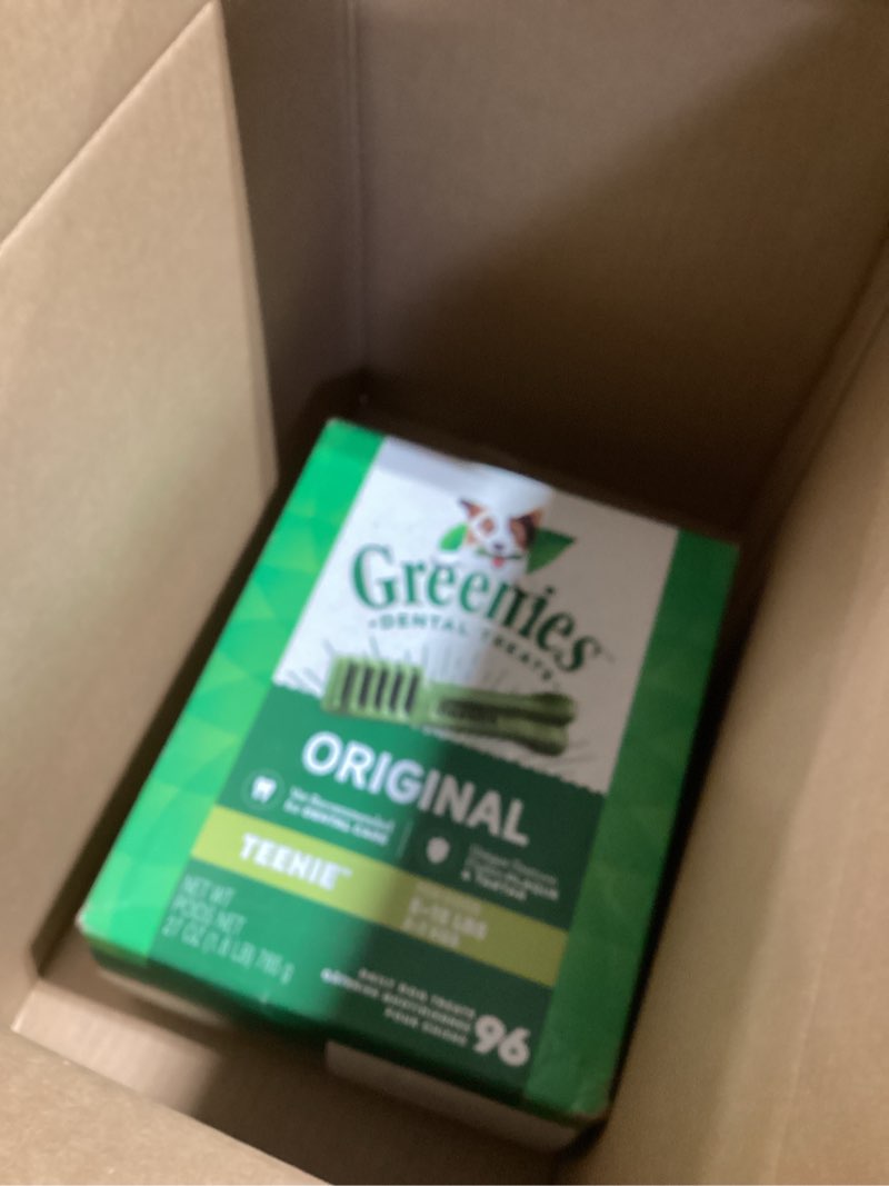 Condition photo showing Good Condition for Greenies Veterinarian-Recommended Adult Natural Dental Dog Treats Teenie Size, Dog Dental Chews, Original Flavor, 27 oz. Pack, 96 Count Original 96 Count (Pack of 1)