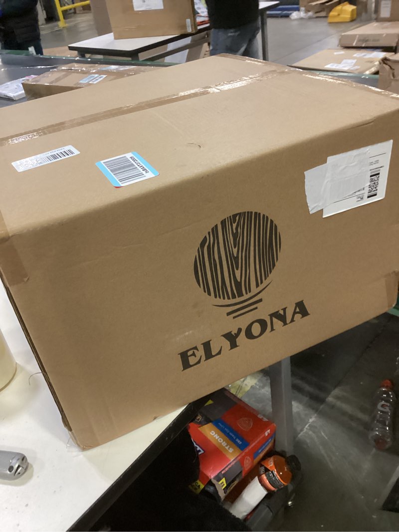 Condition photo showing New/Like New for ELYONA 20" Large Rattan Chandelier Light Fixtures, 4-Lights Boho Pendant Light, Adjustable Woven Chandelier for Dining Room with Fabric Shade, Rustic Hanging Light for Kitchen Island,Living Room