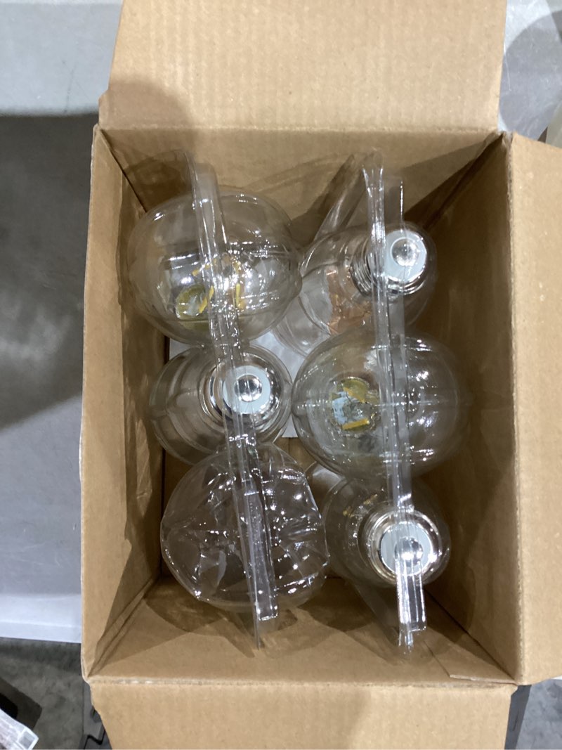 Condition photo showing As Is for incomplete))))hizashi led edison bulbs 40 watt dimmable, 4000k cool white e26 led bulb, st58/st19 vintage light bulbs 95+cri 4w 450lm e26 base, clear glass, ul listed, pack of 6 neutral white 4000k 6 pack