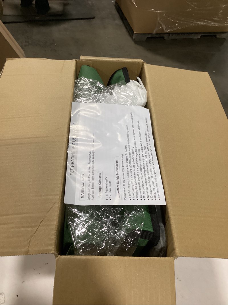 Condition photo showing As Is for Weatherproof Heated Cat House for Outdoor in Winter, Heated Cat Bed Kitty Shelter with Cat Heating Pad, Insulated & Safe Escape Door, Warm Home for Outside Stray Cat Green 13"x16"x14"