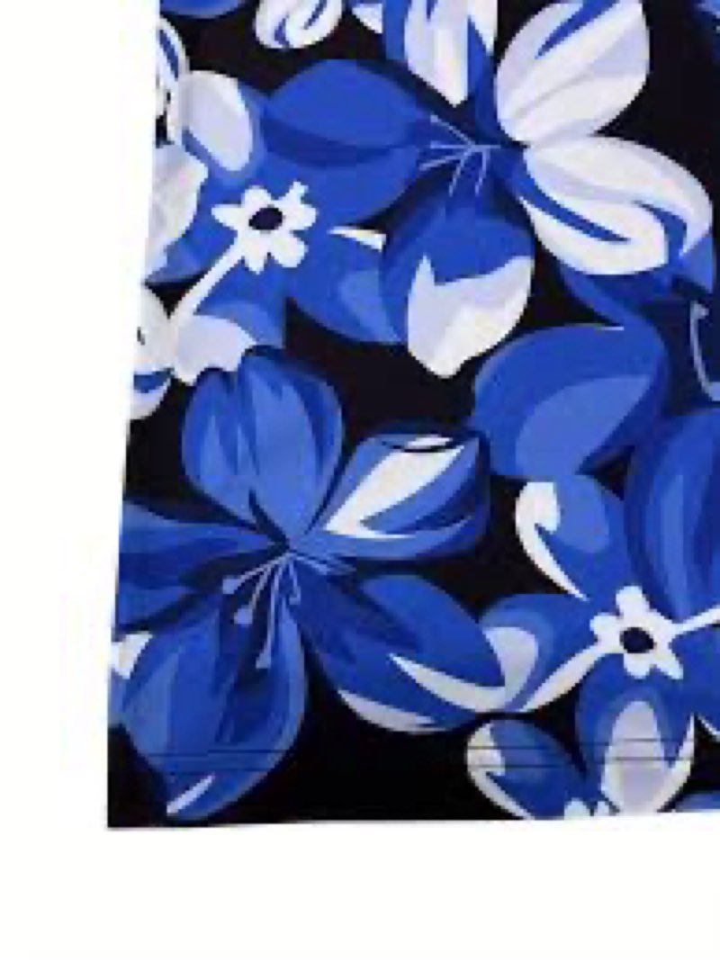 2Pc Blue Hawaiian Pattern Covers w Hooks