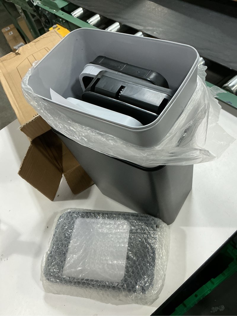 Condition photo showing Good Condition for 3pack bathroom small trash can with lid, 2.6 gallon touchless automatic garbage can slim waterproof motion sensor smart trash bin for bedroom, office, living room white/black/grey mix