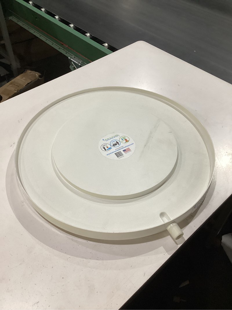 Condition photo showing Good Condition for drain away white 22 inch plant saucer heavy duty drain tray for large pots indoor outdoor waterproof uv resistant | protect floors decks | 12in 15in 22in | white gray terra cotta black white 22 x 22 x 1.5 inches