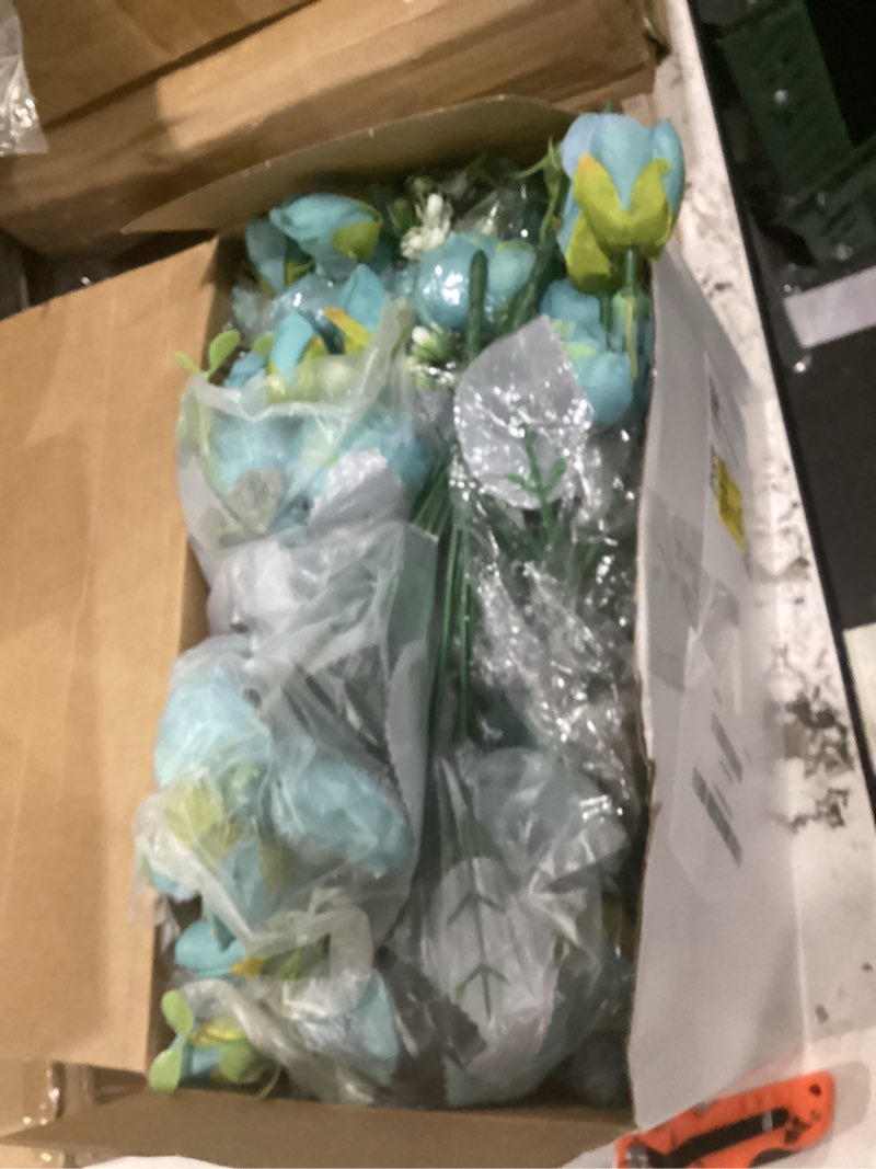 Condition photo showing New/Like New for 6 sets artificial peonies flowers, 6 artificial peony with vase 6 faux eucalyptus, faux silk peony bouquet spring flowers for decoration wedding party home dining (pink)