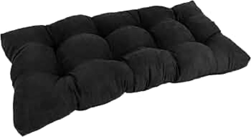 Blazing Needles Indoor Microsuede Tufted Loveseat Cushion, 42" x 19", Black