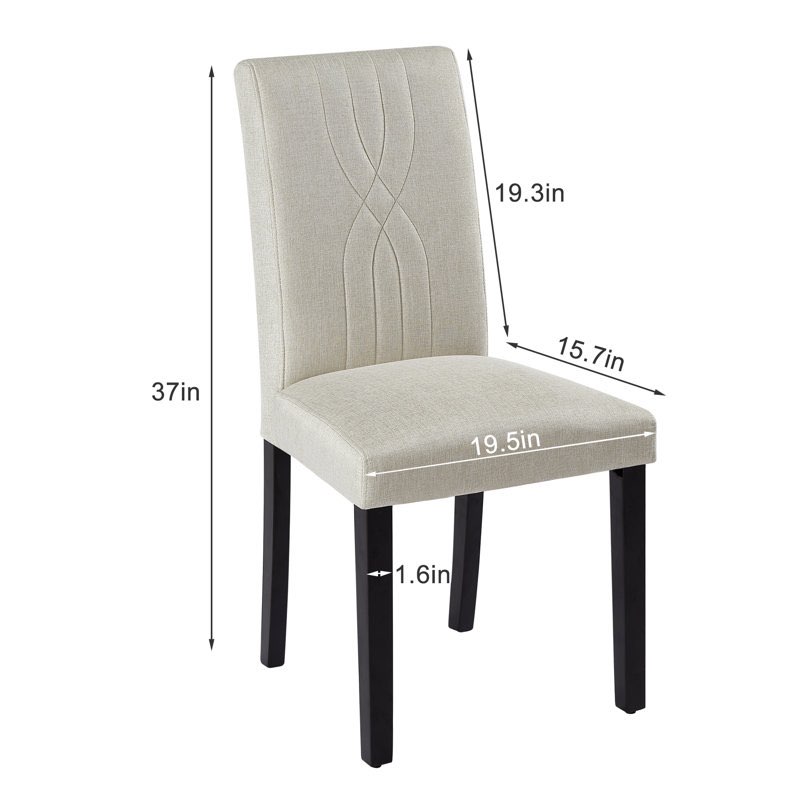 Leather Dining Chairs Set Of 2, Accent Parsons Diner Chair Upholstered Dining Room Chairs, Fabric Kitchen Chairs With Solid Wood Legs And Padded Seat For Living Room And Restaurant