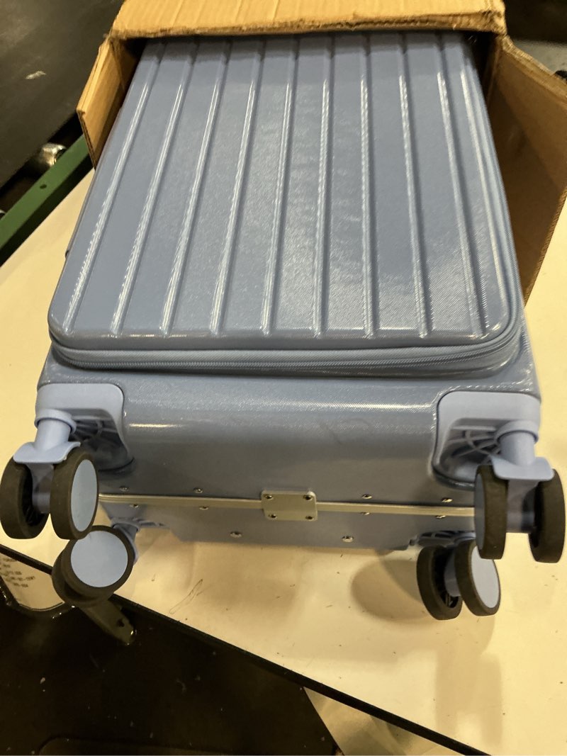 Condition photo showing Good Condition for ( color lue ) skyromer 20 inch carry on luggage 22x14x9 airline approved hard shell spinner suitcase top opening aluminum frame travel luggage suitcases for woman men gifts (black) black 20 inch