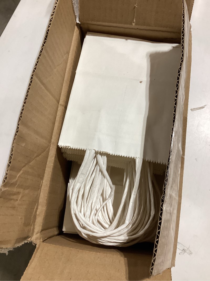 Condition photo showing Good Condition for bakepacker 100 pcs white mini paper gift bags with handles 6"x4.5"x2.5" party favor bags multiple uses (mini size)