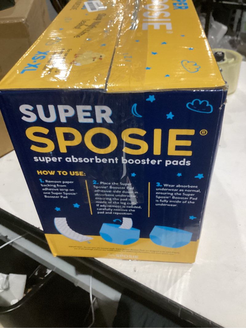Condition photo showing Good Condition for Super Sposie Booster Pads, Max Absorbency for Nighttime Diapers, Use with Overnight Diapers Size 5+ and Night time Pull ups, Incontinence Protection