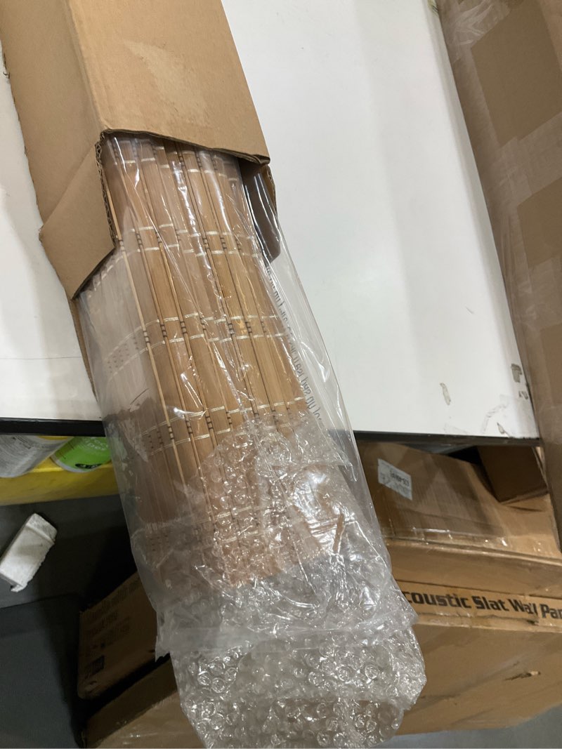 Condition photo showing Good Condition for LazBlinds No Tools No Drill Cordless Bamboo Roman Shades, Light Filtering Window Treatment, Roll Up Bamboo Blinds for Windows 28'' W x 72'' H, Brown Light Filtering-brown206 28" W x 72" H