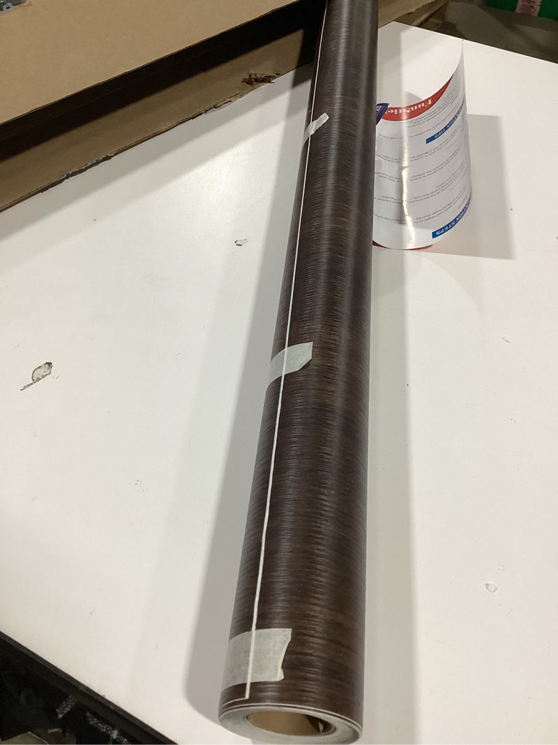 Condition photo showing Good Condition for FunStick 36"x200" Thick Brown Walnut Wood Contact Paper Peel and Stick Kitchen Cabinet Wallpaper Peel and Stick Waterproof Wood Wallpaper Removable Vinyl Woodgrain Contact Paper for Countertops Shelf 36"W x 200"L Brown