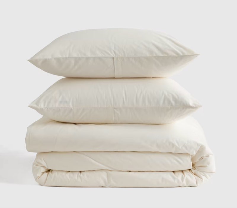 quince 100% organic cotton full/queen duvet cover with shams ivory