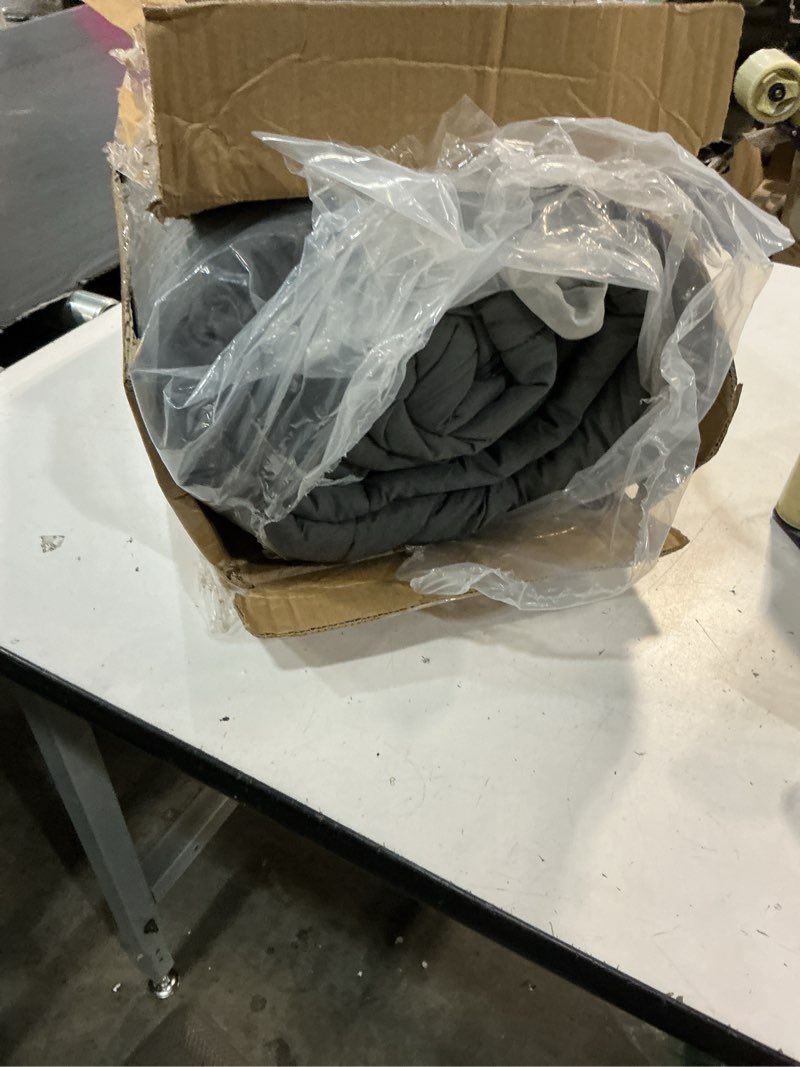 Condition photo showing Good Condition for queen size comforter set - 8-piece gray luxury bedding with reversible microfiber lightweight comforter, bed skirt, flat sheets, pillowcases & pillow shams light & dark gray queen