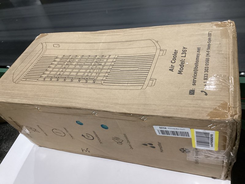 Condition photo showing As Is for uthfy 32\" evaporative air cooler with 4 ice packs, 4 modes & 3 speeds, swamp cooler with 4.2 gal water tank, 120° oscillation, 12h timer, remote, white, portable air conditioner for bedroom, office pearl white 32 inch, not exact, similar to stock photo