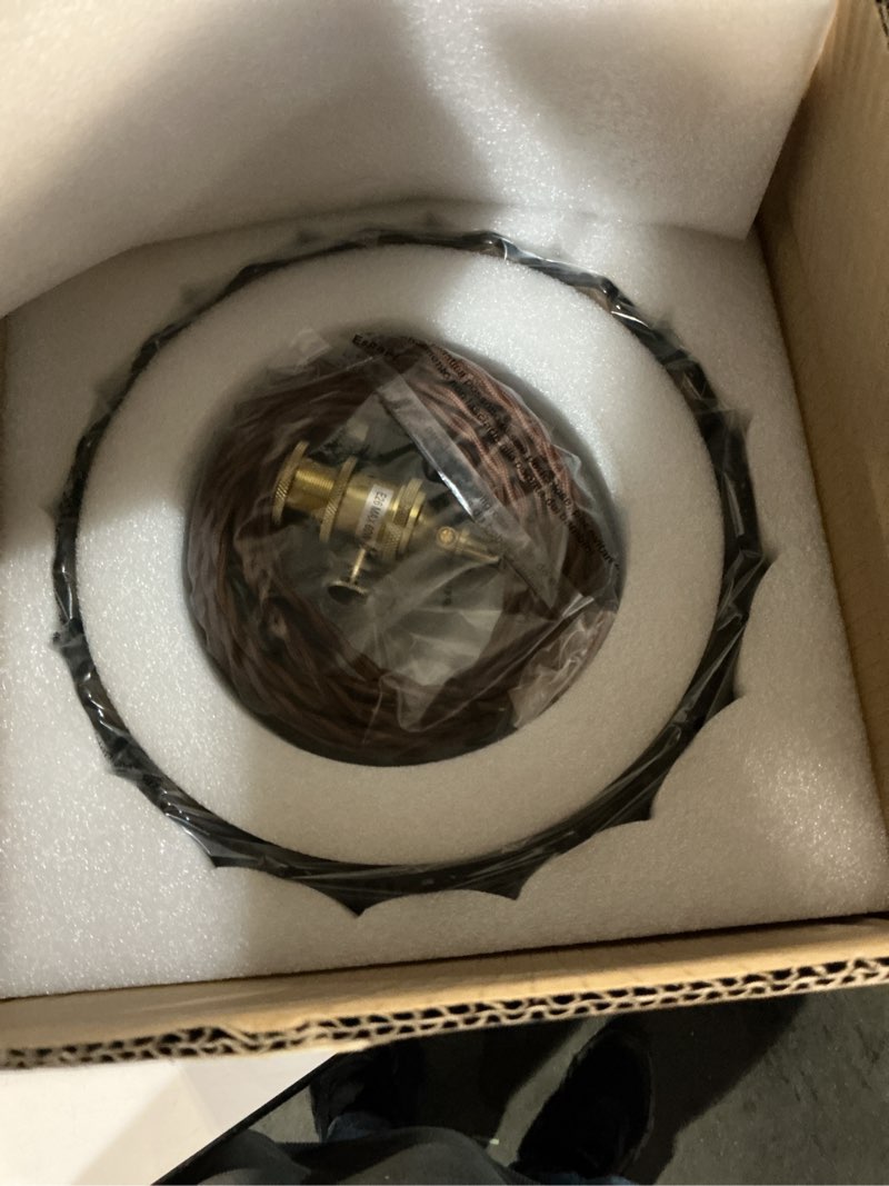 Condition photo showing Good Condition for xzhgcee plug in pendant light: amber glass hanging lamp plug in, 14.7ft swag lamp cord with on/off switch for kitchen island/dining room/bedroom/living room hanging light, no bulb amber plug