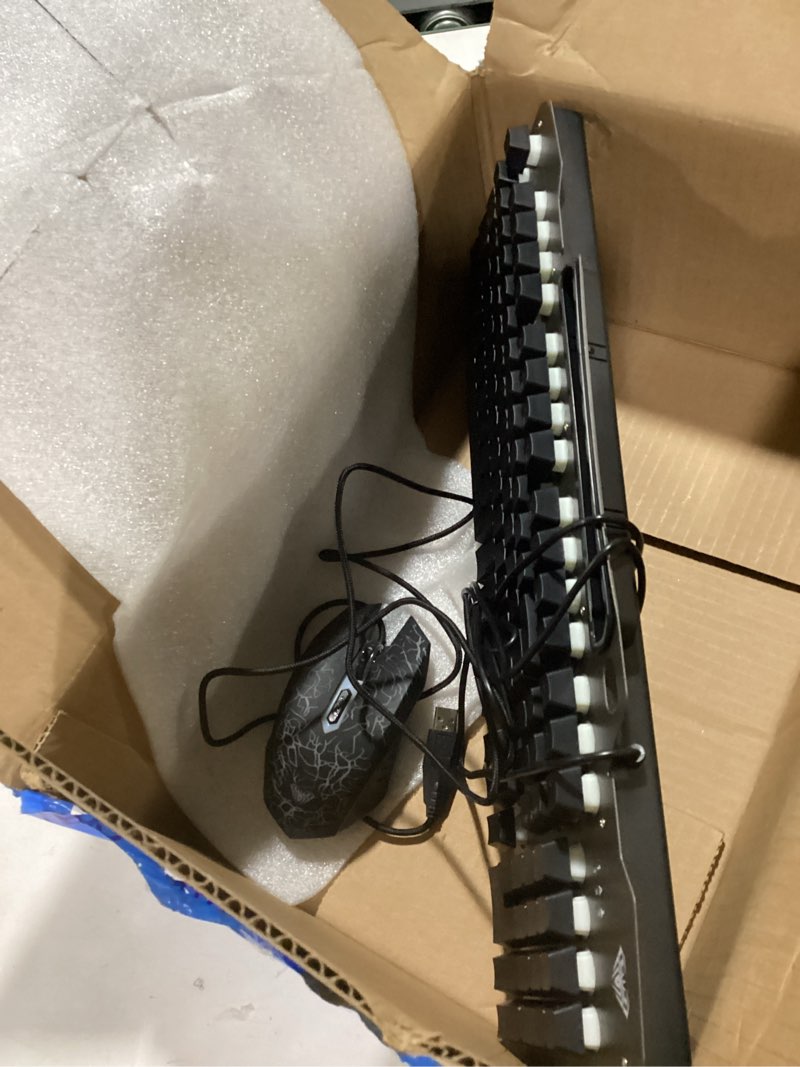 Condition photo showing Good Condition for AULA Keyboard, T102 104 Keys Gaming Keyboard and Mouse Combo with RGB Backlit Number Pad, All-Metal Panel Waterproof Light Up PC Keyboard,USB Wired Computer Keyboards Gaming for Win XP/7/8/10 PC Gamer Black Keycaps + Silver Panel