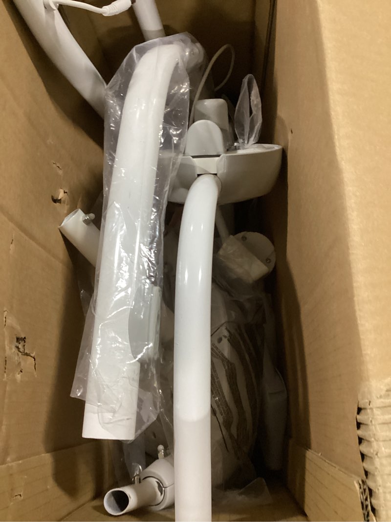 Condition photo showing As Is for Ingenuity SimpleComfort Compact Baby Swing, Rotating Seat Swings in 3 Directions, 6 Speeds, 8 Melodies & 3 Nature Sounds, Ages 0-9 Months, Up to 20 Pounds - Pink Pink Chambray