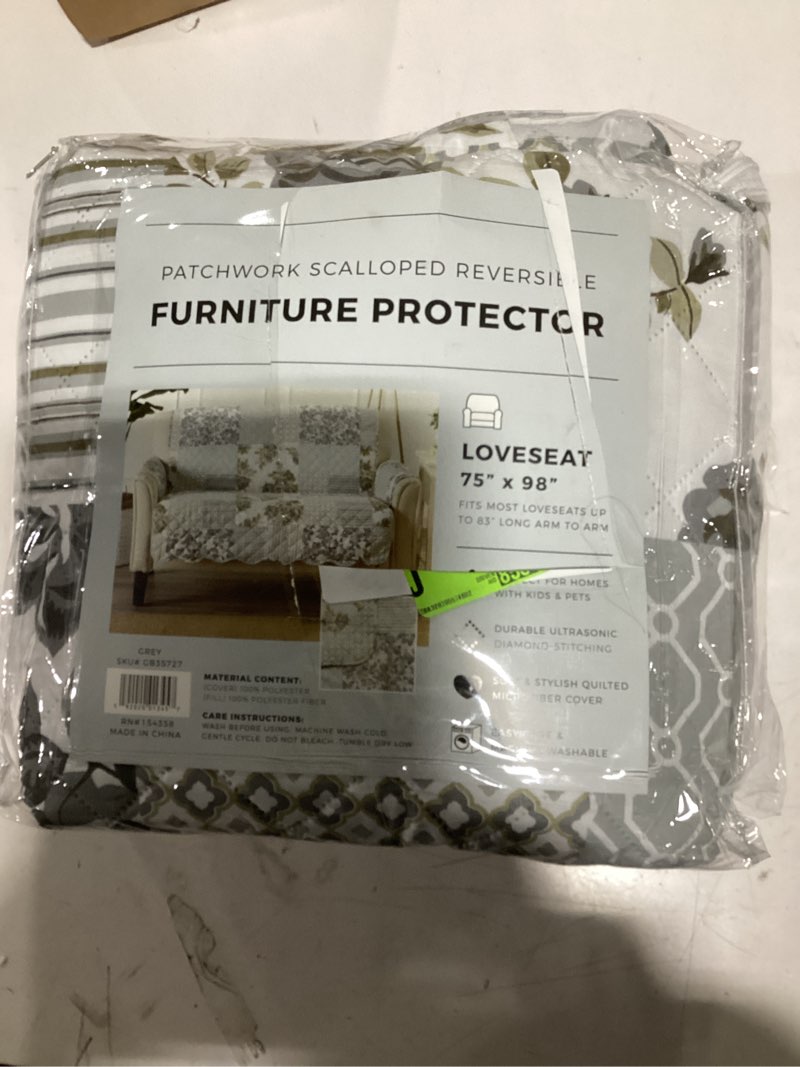 Condition photo showing Good Condition for Great Bay Home Reversible Patchwork Loveseat Cover - Washable Slipcover Furniture Protector with Ela