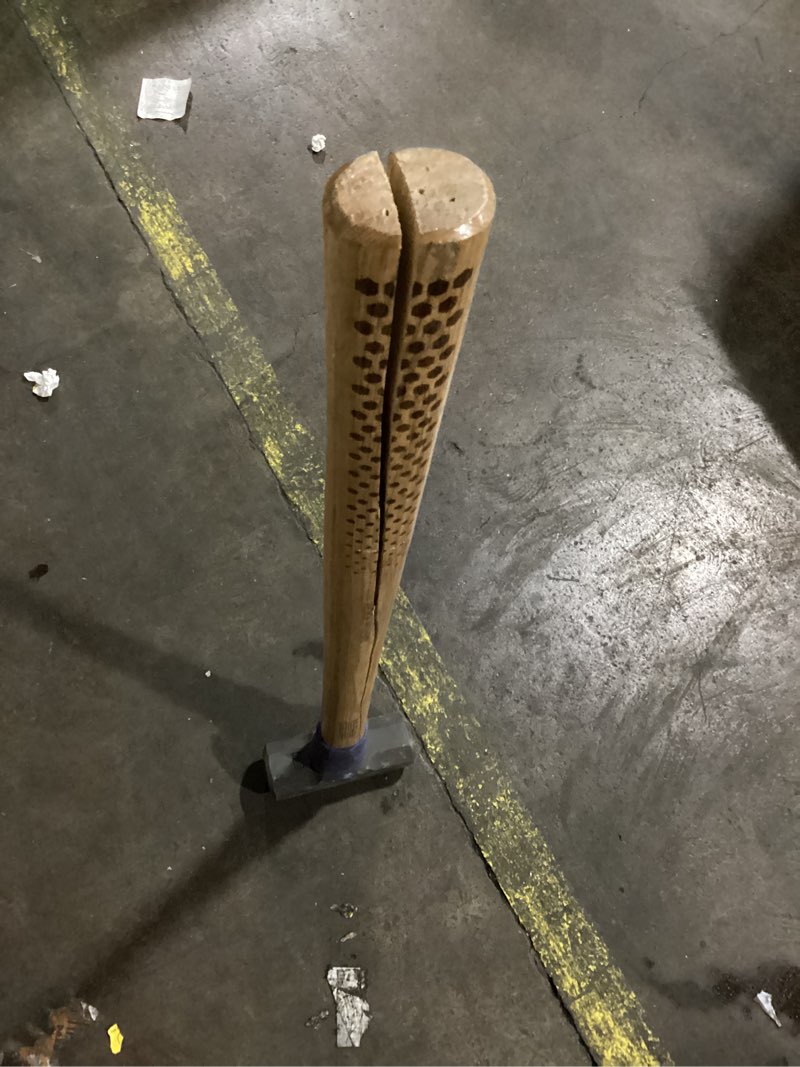 Condition photo showing As Is for week kobalt black 8 -lb steel head wood handle engineering sledge hammer